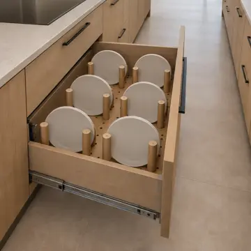 Gelmira Açık Meşe MDF Ayarlı Tabak Kazıklı Paralel Mutfak Dolabı