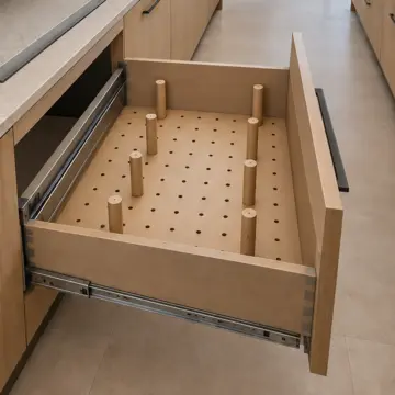 Gelmira Açık Meşe MDF Ayarlı Tabak Kazıklı Paralel Mutfak Dolabı