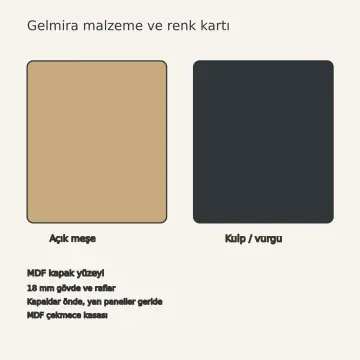 Gelmira Açık Meşe MDF Ayarlı Tabak Kazıklı Paralel Mutfak Dolabı
