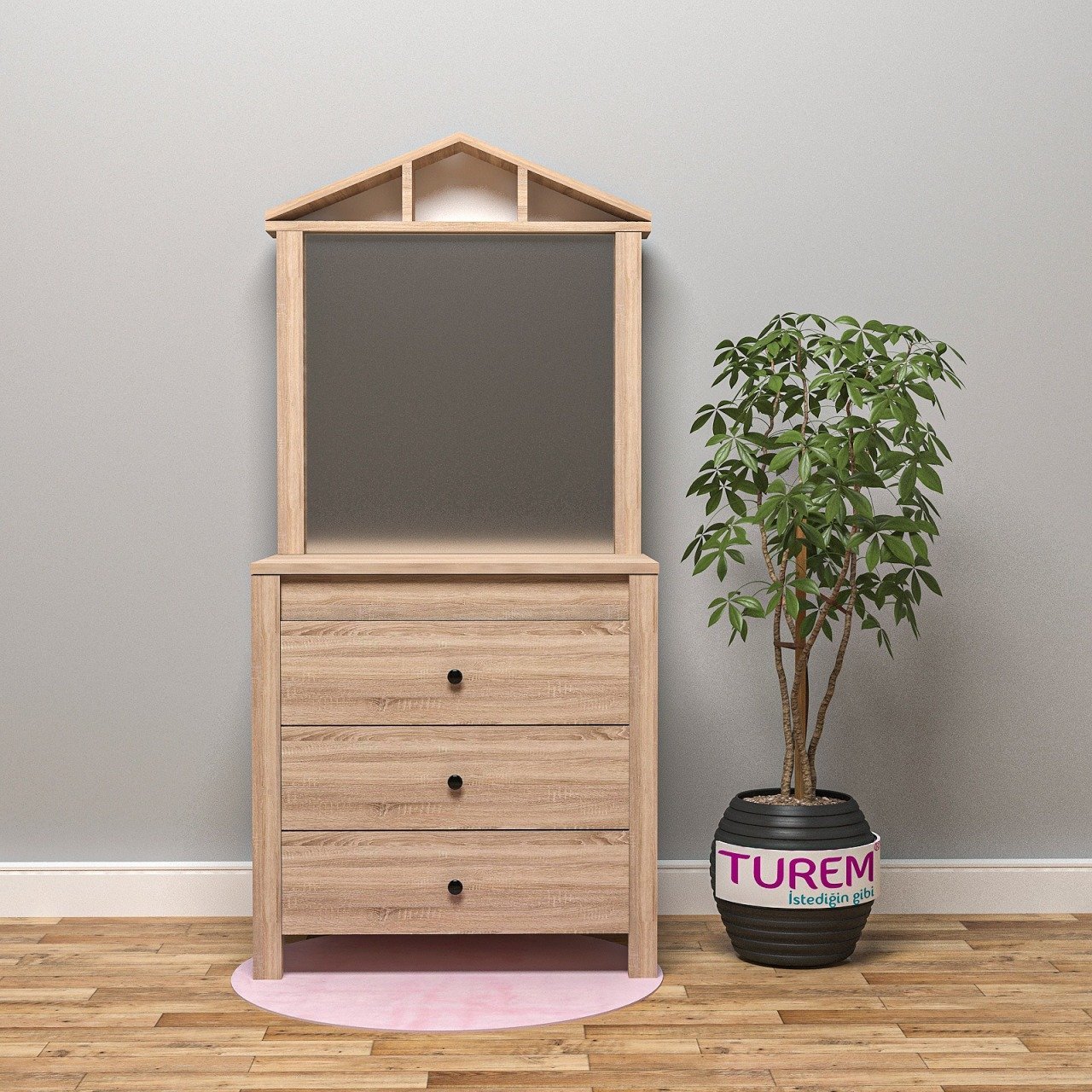 Rodi Çatılı Aynalı Şifonyer