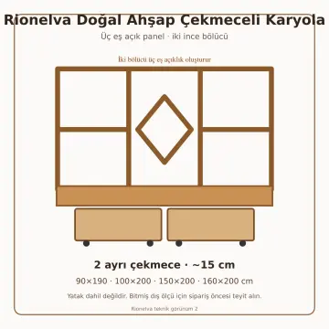Rionelva Doğal Ahşap Çekmeceli Karyola