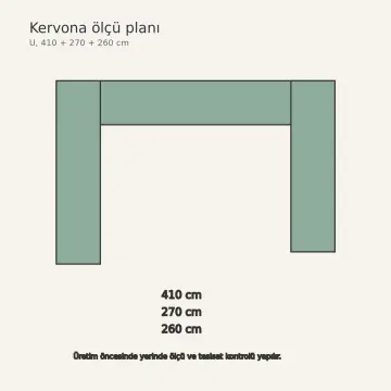Kervona RAL 6027 Lake Çekilir Havalandırmalı Sebze Kasalı U Mutfak Dolabı