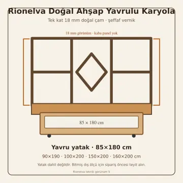 Rionelva Doğal Ahşap Yavrulu Karyola