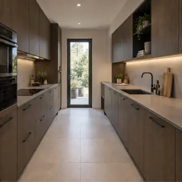 Pelmira Dumanlı Meşe MDF Şişe Kurutma Kazıklı Paralel Mutfak Dolabı