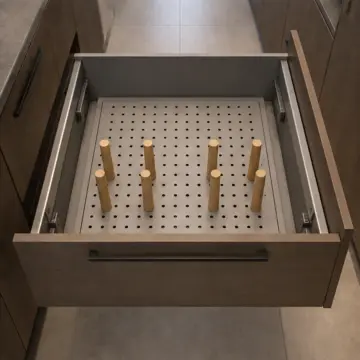 Pelmira Dumanlı Meşe MDF Şişe Kurutma Kazıklı Paralel Mutfak Dolabı