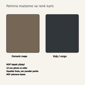 Pelmira Dumanlı Meşe MDF Şişe Kurutma Kazıklı Paralel Mutfak Dolabı