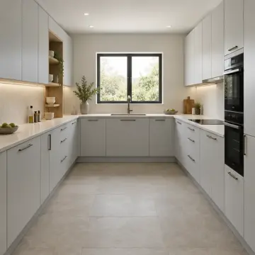 Telyena RAL 7035 Lake Ayarlı Kase Bölücülü U Mutfak Dolabı