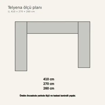 Telyena RAL 7035 Lake Ayarlı Kase Bölücülü U Mutfak Dolabı