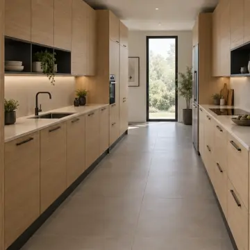 Urvona Doğal Meşe MDF Dikey Tava Bölücülü Paralel Mutfak Dolabı