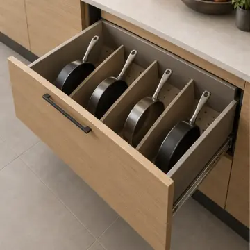 Urvona Doğal Meşe MDF Dikey Tava Bölücülü Paralel Mutfak Dolabı