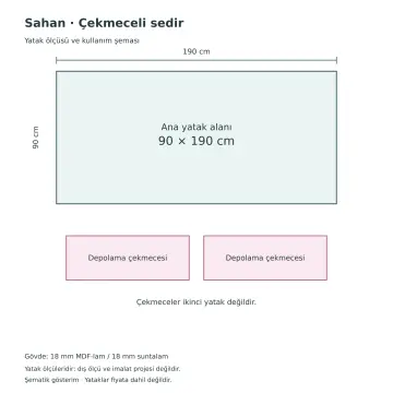Sahan 90x190 Çekmeceli Sedir