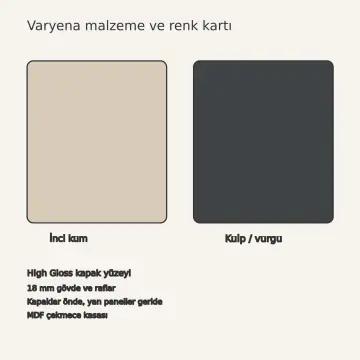 Varyena İnci Kum High Gloss Çekilir Kahve Kapsülü Kasetli Düz Mutfak Dolabı