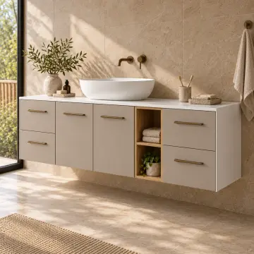 Arenvya Membran Çift Çekmeceli Asma Nişli Banyo Dolabı 165 cm