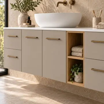 Arenvya Membran Çift Çekmeceli Asma Nişli Banyo Dolabı 165 cm