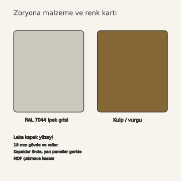 Zoryona RAL 7044 Lake Çekilir Mutfak Bezi Kurutma Çerçeveli U Mutfak Dolabı