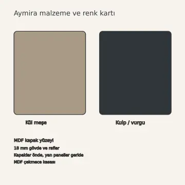 Aymira Kül Meşe MDF Dikey Fırın Izgarası Bölücülü Paralel Mutfak Dolabı