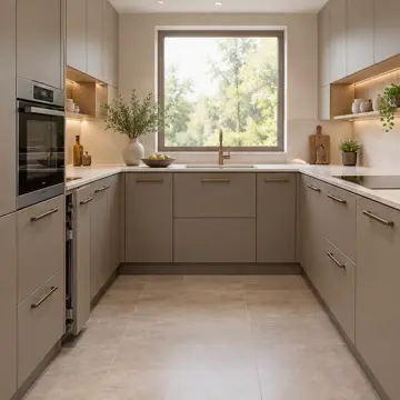 Delyona RAL 7006 Lake Çekilir Çift Delikli Soğutma Tepsili U Mutfak Dolabı