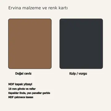 Ervina Doğal Ceviz MDF Dikey Kesme Tahtası Bölücülü Paralel Mutfak Dolabı