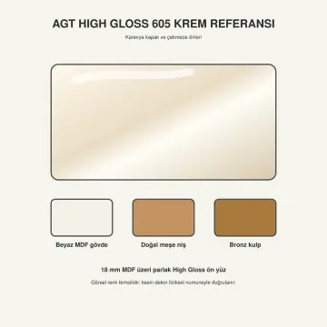Karevya High Gloss Yan Havlu Nişli Çift Çekmeceli Banyo Dolabı 155 cm