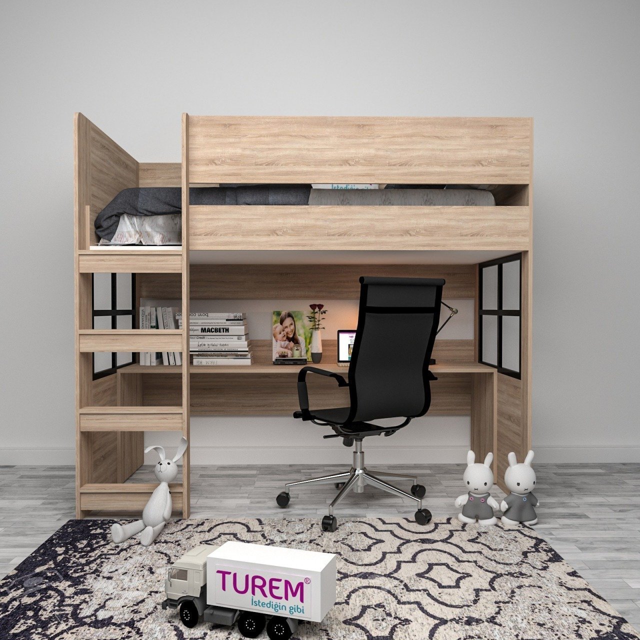 Almera Önden Merdivenli Ranza