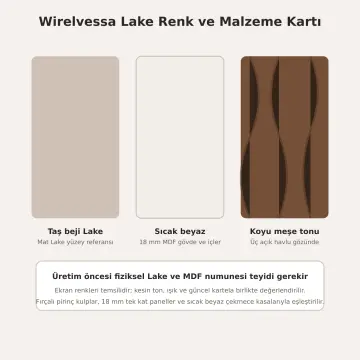 Wirelvessa Lake Tek Lavabolu, Beş Çekmeceli ve Üç Açık Havlu Gözlü Banyo Dolabı 250 cm