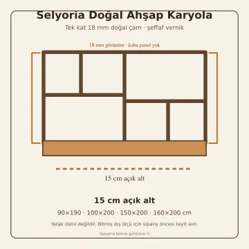 Selyoria Doğal Ahşap Karyola
