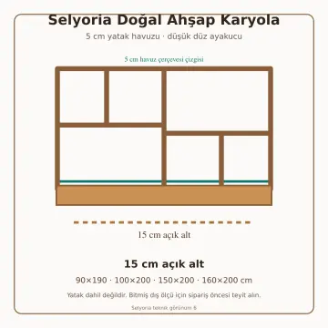 Selyoria Doğal Ahşap Karyola