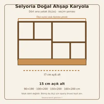 Selyoria Doğal Ahşap Karyola
