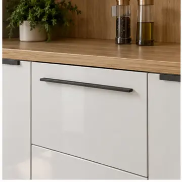 Fervalya Sis Beyazı High Gloss Çekilir Çift Folyo Rulosu Kasetli Düz Mutfak Dolabı
