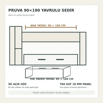 Pruva 90x190 Yavrulu Sedir