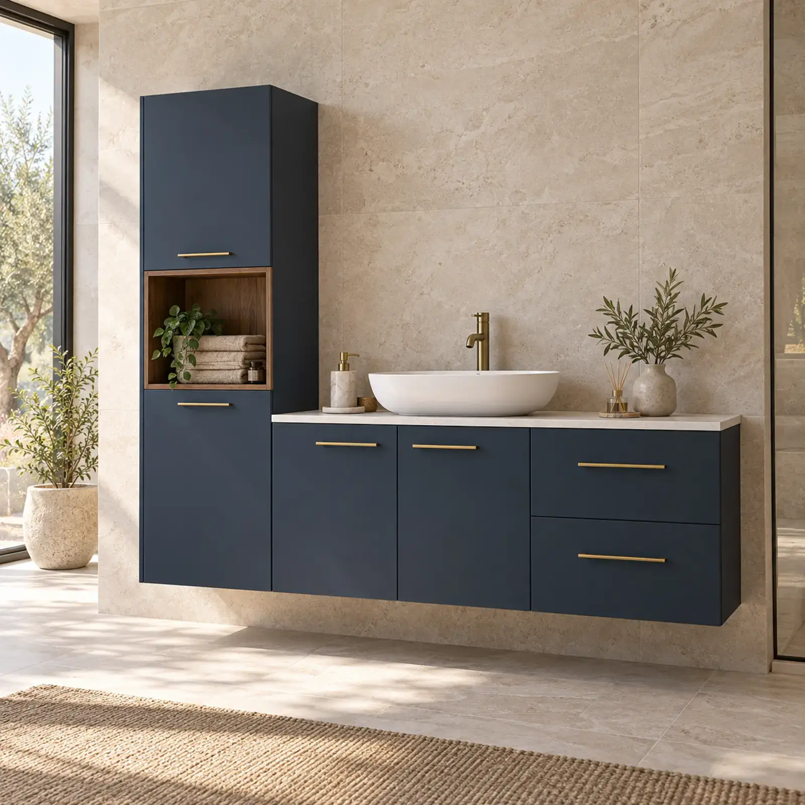 Velmora Lake Boy Dolaplı Asimetrik Banyo Dolabı 170 cm
