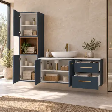 Velmora Lake Boy Dolaplı Asimetrik Banyo Dolabı 170 cm
