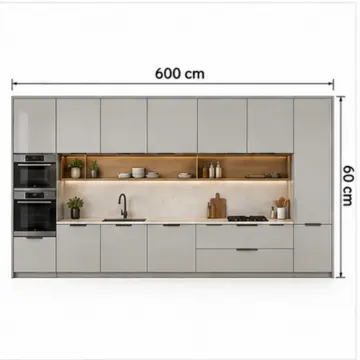 Kelyora İnci Gri High Gloss Çekilir Altı Bardak Yuvalı Düz Mutfak Dolabı
