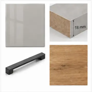 Kelyora İnci Gri High Gloss Çekilir Altı Bardak Yuvalı Düz Mutfak Dolabı