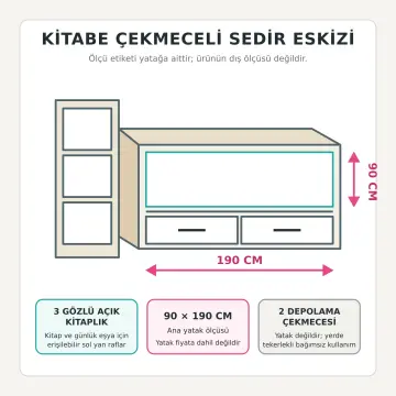 Kitabe 90x190 Çekmeceli Sedir