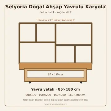 Selyoria Doğal Ahşap Yavrulu Karyola