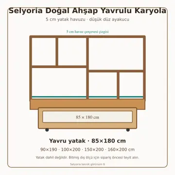 Selyoria Doğal Ahşap Yavrulu Karyola