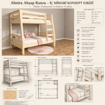 Almira Ahşap Ranza