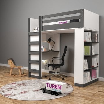 Brown Kitaplıklı Ranza