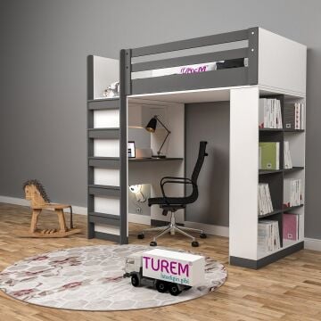 Brown Kitaplıklı Ranza