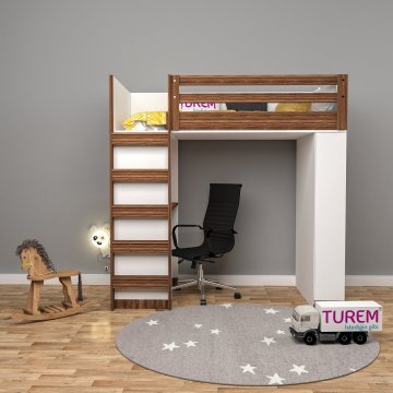 Brown Kitaplıklı Ranza
