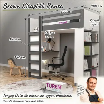 Brown Kitaplıklı Ranza