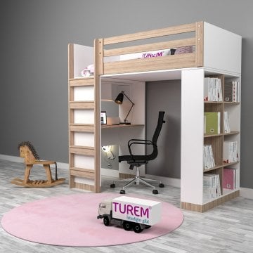 Brown Kitaplıklı Ranza