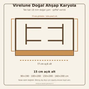 Virelune Doğal Ahşap Karyola
