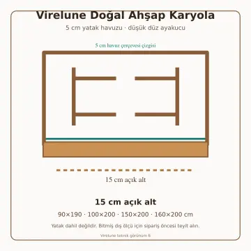 Virelune Doğal Ahşap Karyola