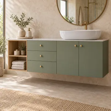 Belvessa Membran Yan Açık Raflı Üç Çekmeceli Banyo Dolabı 165 cm