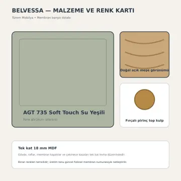 Belvessa Membran Yan Açık Raflı Üç Çekmeceli Banyo Dolabı 165 cm