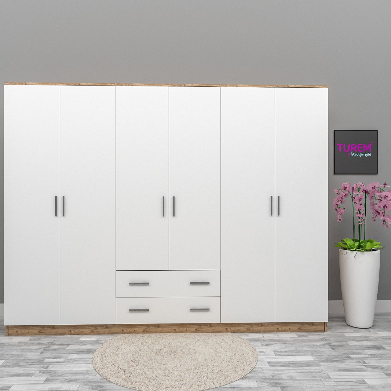 Mine 6 Kapılı 2 Çekmeceli Gardırop