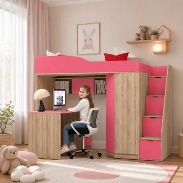 Turkuaz Dolaplı Ranza