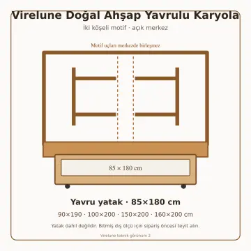 Virelune Doğal Ahşap Yavrulu Karyola